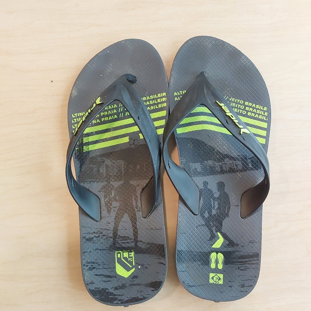 Stylish Black and Green Flip-Flops